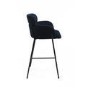 Navy Velvet Curved Kitchen Stool with Back - Isla