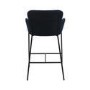 Navy Velvet Curved Kitchen Stool with Back - Isla