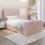 Kids Pink Velvet Single Bed Frame with Storage Drawer - Isadora