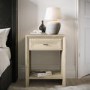 Modern Wide Tall White Wash Oak Bedside Table with Drawer - Jax