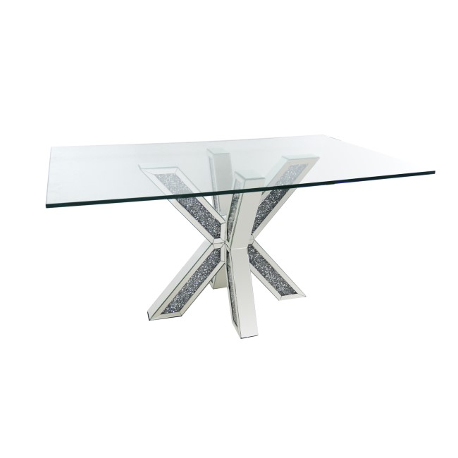 Large Rectangle Glass Top Chrome Dining Table - Seats 6 - Jade Boutique