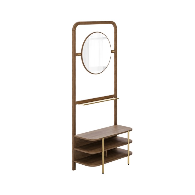 Eucalyptus Wood Hall Tree with Mirror and Shoe Rack - Joana