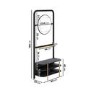 Black Eucalyptus Wood Hall Tree with Mirror and Shoe Rack - Joana