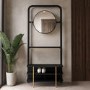 Black Eucalyptus Wood Hall Tree with Mirror and Shoe Rack - Joana