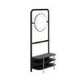 Black Eucalyptus Wood Hall Tree with Mirror and Shoe Rack - Joana