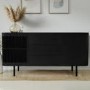 Large Black Curved Wooden Sideboard with Drawers - Jarel