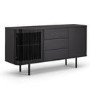 Large Black Curved Wooden Sideboard with Drawers - Jarel