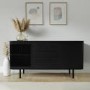 Large Black Curved Wooden Sideboard with Drawers - Jarel