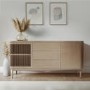 Large Light Oak Curved Sideboard with Drawers - Jarel