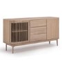 Large Light Oak Curved Sideboard with Drawers - Jarel