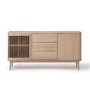 Large Light Oak Curved Sideboard with Drawers - Jarel