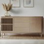 Large Light Oak Curved Sideboard with Drawers - Jarel