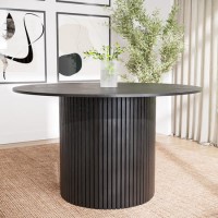 Round Black Oak Pedestal Dining Table - 120cm - Seats 4 - Jarel