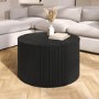 Round Black Oak Coffee Table with Storage - Jarel