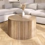 Round Oak Coffee Table with Storage - Jarel