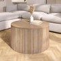 Round Oak Coffee Table with Storage - Jarel