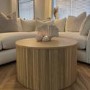 Round Oak Coffee Table with Storage - Jarel