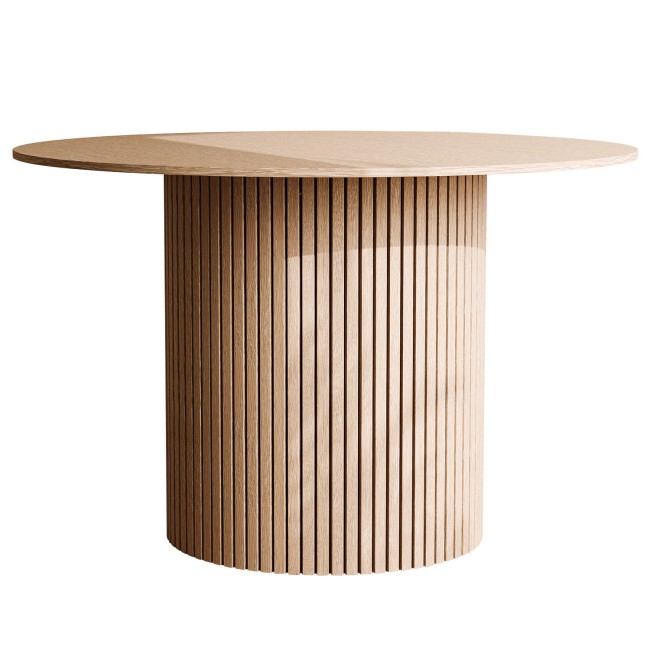 Round Light Oak Pedestal Dining Table - 120cm - Seats 4 - Jarel