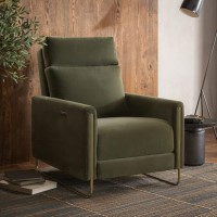 Olive Green Velvet Electric Recliner Armchair - Joni