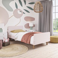 Pink Wooden Single Scandi Bed Frame - Juni