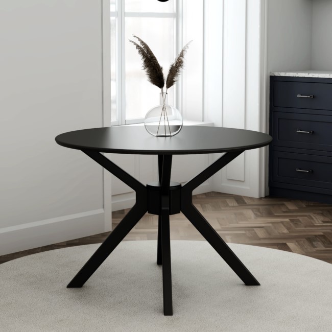 Small Round Black Wooden Dining Table - Seats 4 - Karie