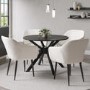 Small Round Black Wooden Dining Table - Seats 4 - Karie