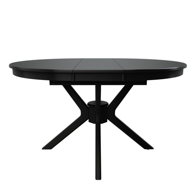 Large Black Wooden Extendable Round to Oval Dining Table - Seats 4 - 6 - Karie