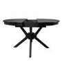 Large Black Wooden Extendable Round to Oval Dining Table - Seats 4 - 6 - Karie