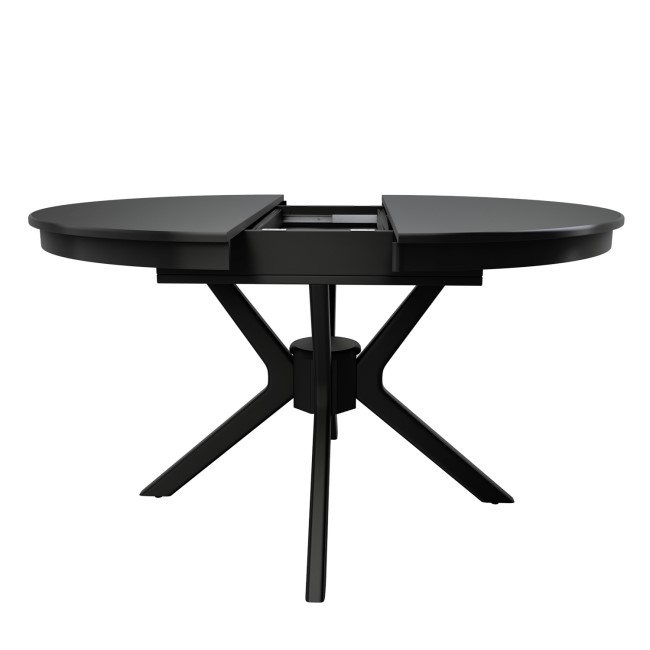 Large Black Wooden Extendable Round to Oval Dining Table - Seats 4 - 6 - Karie