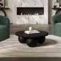 Black Round Coffee Table with Ball Feet - Kenji