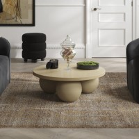 Stone Round Coffee Table with Ball Feet - Kenji