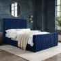 Navy Blue Velvet Double Side-Lift Ottoman Bed - Khloe