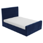 Navy Blue Velvet King Size Side-Lift Ottoman Bed - Khloe