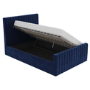 Navy Blue Velvet King Size Side-Lift Ottoman Bed - Khloe