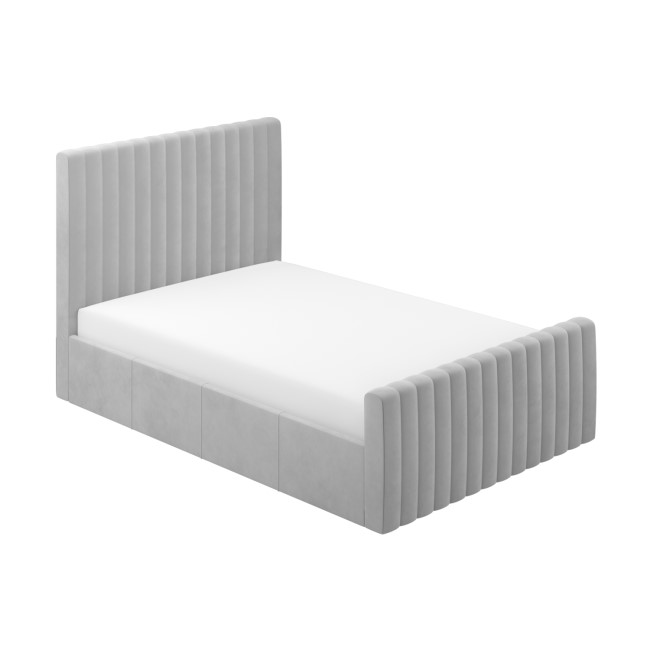 Grey Velvet Double Side-Lift Ottoman Bed - Khloe