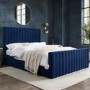 Navy Blue Velvet King Size Side-Lift Ottoman Bed - Khloe