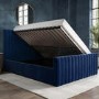 Navy Blue Velvet King Size Side-Lift Ottoman Bed - Khloe