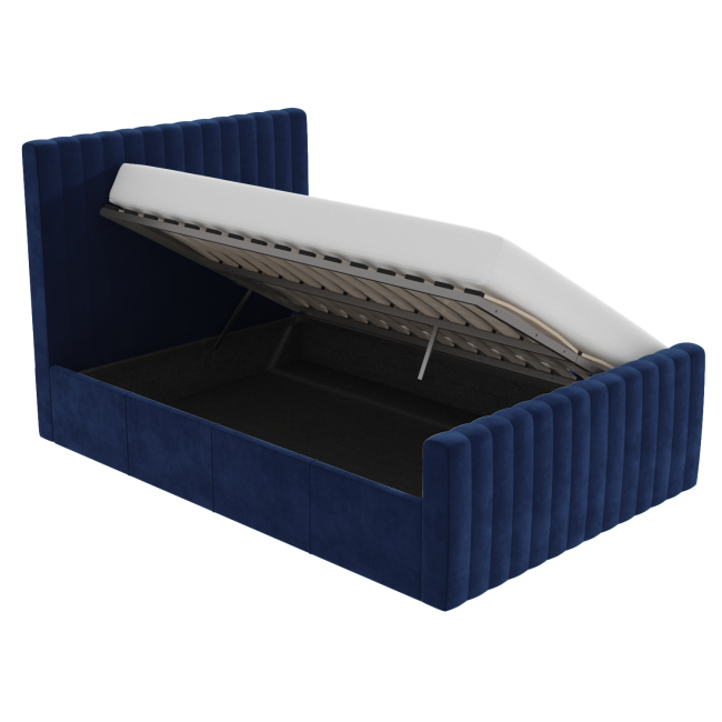 Navy Blue Velvet Double Side-Lift Ottoman Bed - Khloe