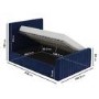 Navy Blue Velvet King Size Side-Lift Ottoman Bed - Khloe