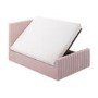 Pink Velvet Small Double Side-Lift Ottoman Bed - Khloe