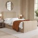 Beige Velvet Double Side-Lift Ottoman Bed - Khloe