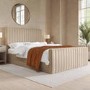 Beige Velvet King Size Side-Lift Ottoman Bed - Khloe