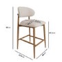 Beige Upholstered Curved Kitchen Stool With Solid Oak Exposed Back - Kori