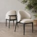 Cream and Black Upholstered Curved Dining Chair with Wooden Exposed Back - Kori