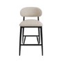 Cream and Black Upholstered Curved Kitchen Stool With Wooden Exposed Back - Kori