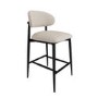 Cream and Black Upholstered Curved Kitchen Stool With Wooden Exposed Back - Kori