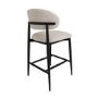 Cream and Black Upholstered Curved Kitchen Stool With Wooden Exposed Back - Kori