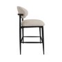 Cream and Black Upholstered Curved Kitchen Stool With Wooden Exposed Back - Kori