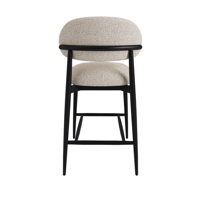 Cream and Black Upholstered Curved Kitchen Stool With Wooden Exposed Back - Kori