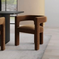 Burnt Orange Luxury Upholstered Curved Tub Dining Chair - Kirra